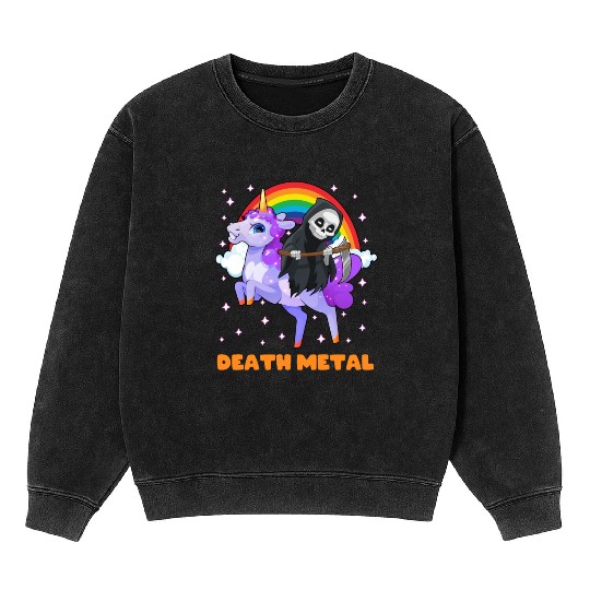 Goth Rock Satan Unicorn Festivals Death Metal Mineral Wash Sweatshirts