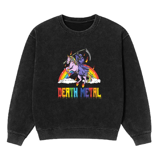Goth Rock Satan Unicorn Festivals Death Metal Mineral Wash Sweatshirts