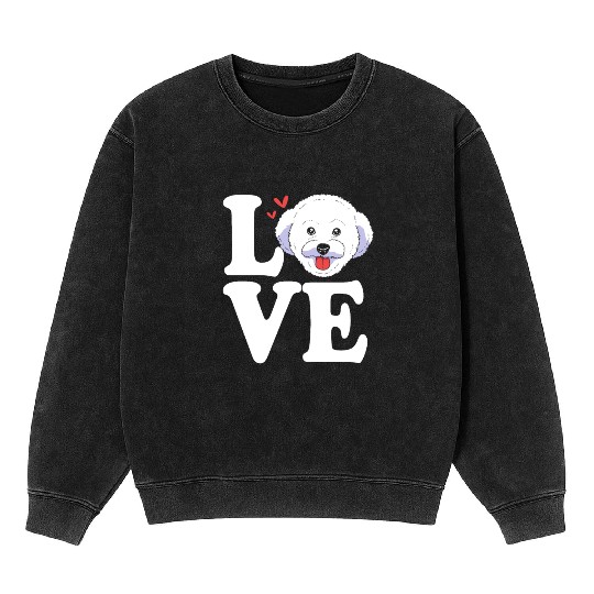 Cute Dog Face I Love My Bichon Frise Mineral Wash Sweatshirts