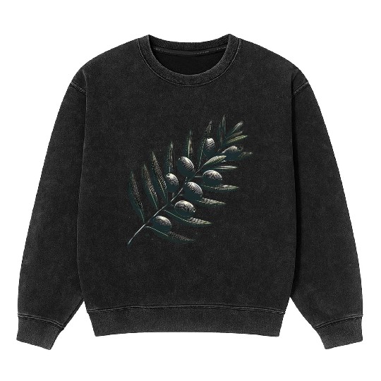olive branch Mineral Wash Sweatshirts