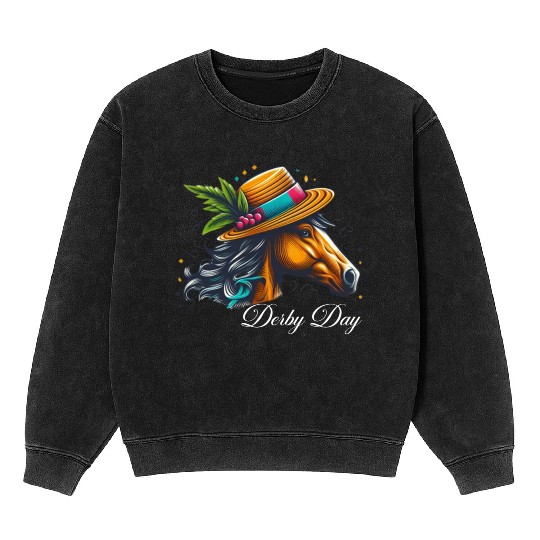 Funny Derby Fascinator Horse racing Mineral Wash Sweatshirts
