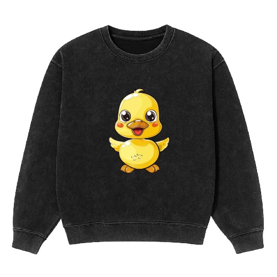 Adorable Yellow Duckling Spread Your Wings Mineral Wash Sweatshirts