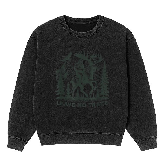 Leave Bigfoot Hiking Camping Mineral Wash Sweatshirts