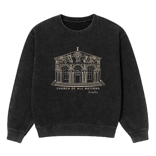 Jerusalem Church Nations Drawing Mineral Wash Sweatshirts