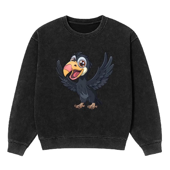 Joyful California Condor Cartoon Character Mineral Wash Sweatshirts