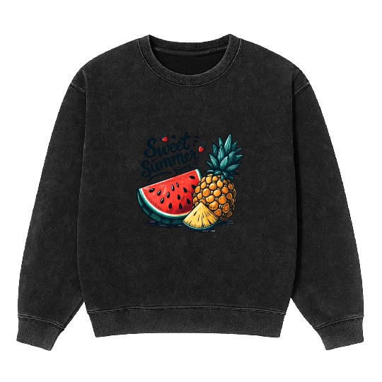 Sweet Summer Time Watermelon and Pineapple Mineral Wash Sweatshirts