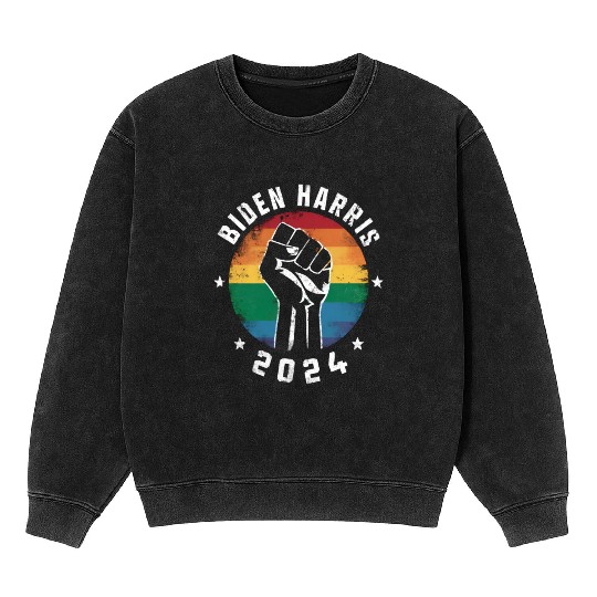 Biden Harris 2024 LGBT Rainbow Gay Pride Election Mineral Wash Sweatshirts