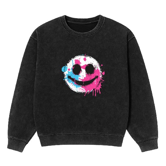 Graffiti Smiley Face - Urban Street Art Mineral Wash Sweatshirts