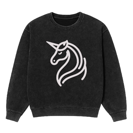 Minimalist Unicorn Symbol - light pink gray Mineral Wash Sweatshirts