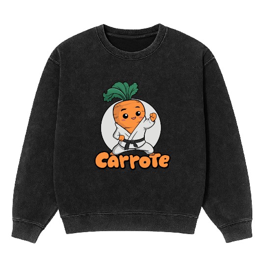 Cute Karate Carrot Design Mineral Wash Sweatshirts