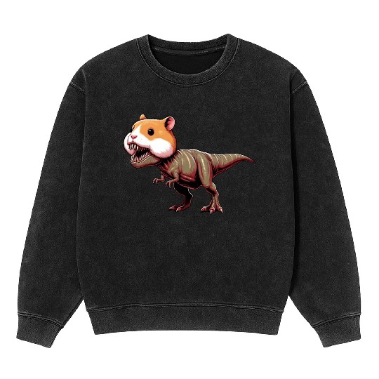Hamster Dino T-Rex mythical creature fantasy Mineral Wash Sweatshirts