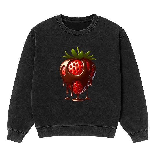 Strawberry chocolate delicious treat dessert Mineral Wash Sweatshirts