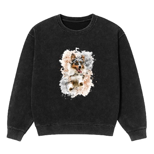 Australian Shepherd dog have fun Mineral Wash Sweatshirts