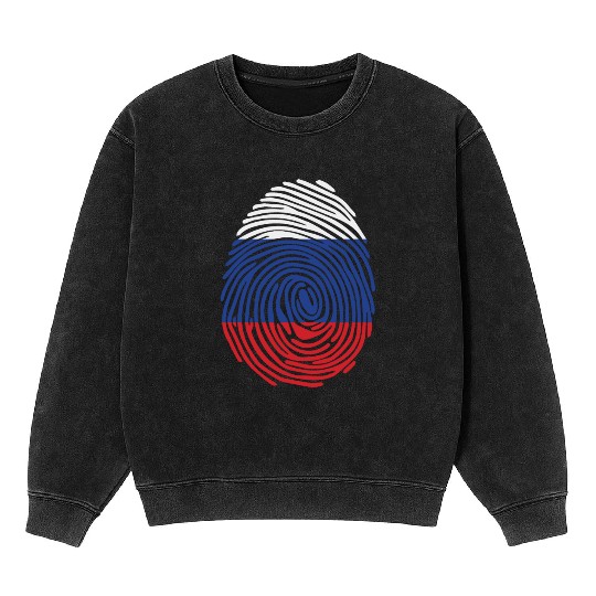 Russian fingerprint flag Mineral Wash Sweatshirts