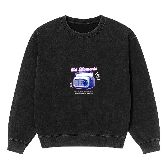 Lilac Black Halftone Radio Portrait Mineral Wash Sweatshirts