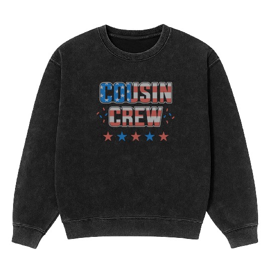 Cousin Crew Retro US Flag Funny 4th Of July Mineral Wash Sweatshirts
