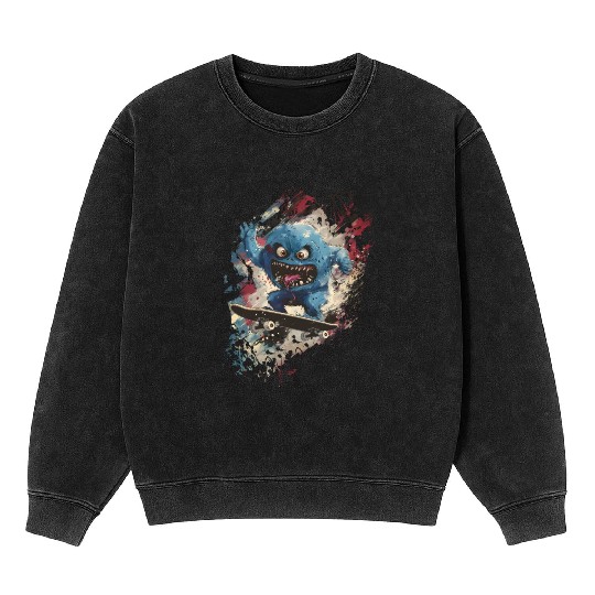 Skateboard Shenanigans: Comical Monster's Hilariou Mineral Wash Sweatshirts