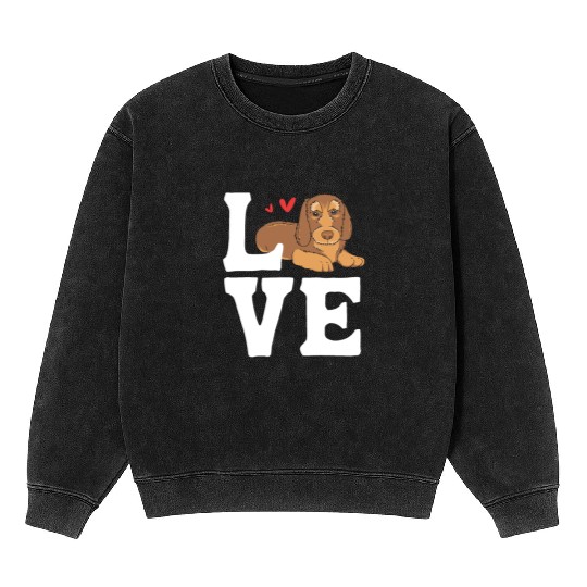 Wirehaired Dachshund Owner I Love My Dachshund Mineral Wash Sweatshirts