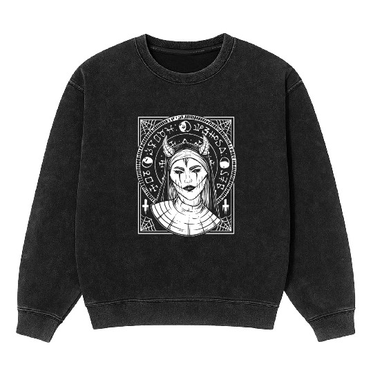 Devil Now Girl Goth Rock Concerts Festivals Death Mineral Wash Sweatshirts