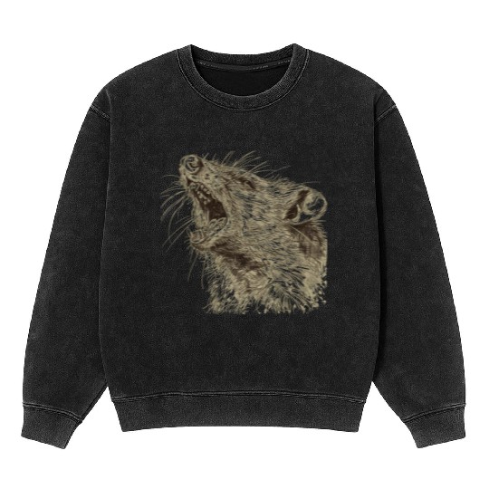 Ugly Opossum Design Weird Feral Wild Possum Mineral Wash Sweatshirts