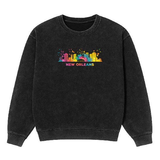 New Orleanian Skyline New Orleans Mineral Wash Sweatshirts
