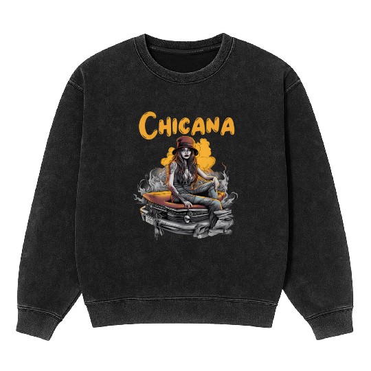 Chicana Lowrider Clothes Mexican American Mineral Wash Sweatshirts