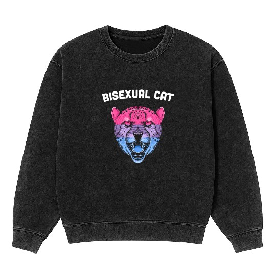 Bisexual Cat Bi LGBTQ Bi Pride LGBT Funny Animal L Mineral Wash Sweatshirts