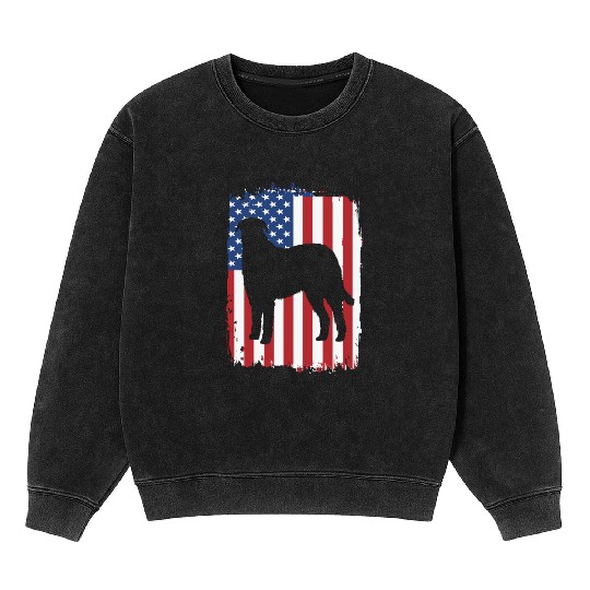 American Flag Patriotic Irish Wolfhound Dog Mineral Wash Sweatshirts