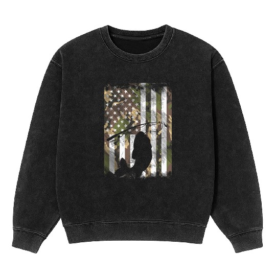 Camo Fish Hook Antler Deer Hunting Buck Hunter Mineral Wash Sweatshirts