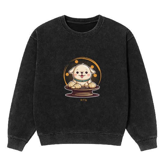 Dog serving dumpling Mineral Wash Sweatshirts