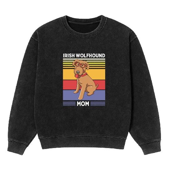 Mothers Day Dog With Sunglasses Irish Wolfhound Mineral Wash Sweatshirts