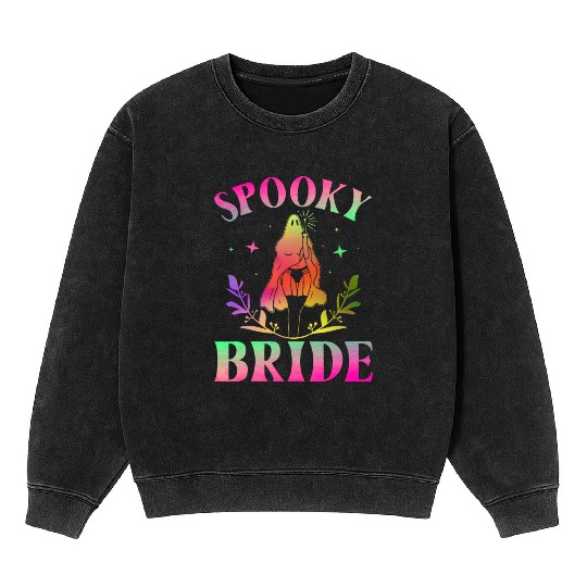 Spooky Bride Bridal Party Bachelorette Party Hallo Mineral Wash Sweatshirts