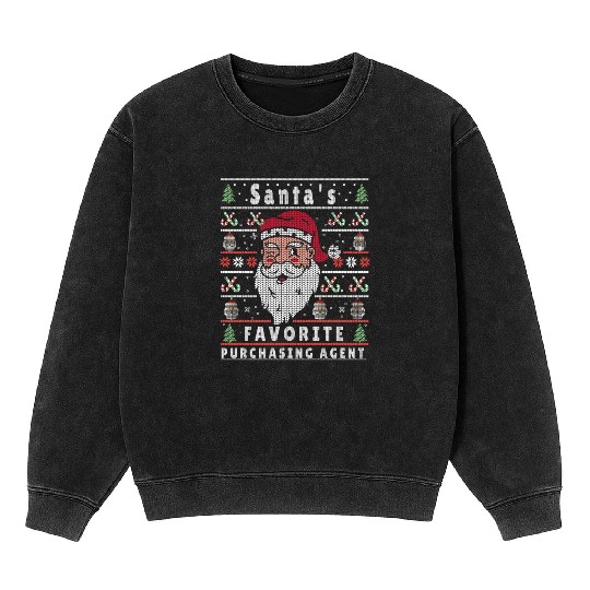 Santas XMAS Ugly Christmas Purchasing-Agent Mineral Wash Sweatshirts