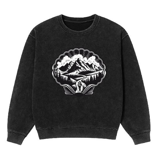 Pilgrim motif for the Way of St. James Mineral Wash Sweatshirts