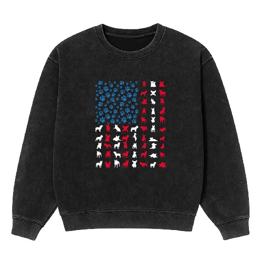 French Bulldog Patriotic Frenchie 4th of July USA Mineral Wash Sweatshirts