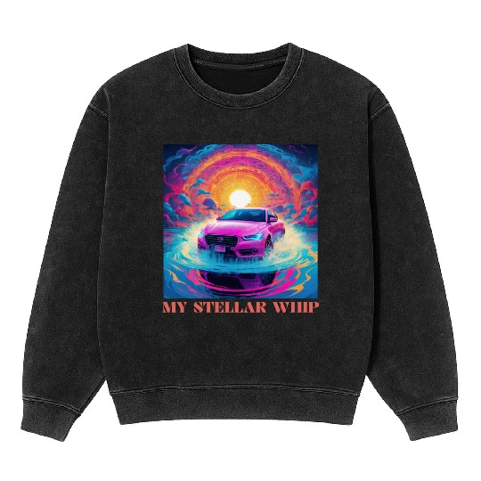 Synthwave Art Futuristic Car Mineral Wash Sweatshirts
