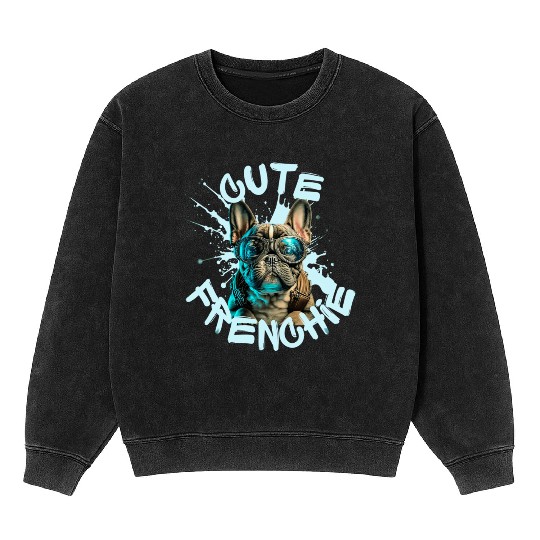 Cute frenchie Mineral Wash Sweatshirts