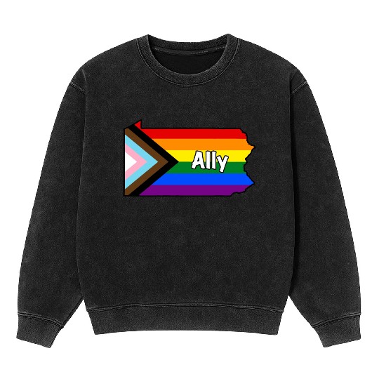 Pennsylvania Pride Ally Progress Flag Mineral Wash Sweatshirts