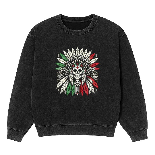 Aztec Warrior Indigenous Mexican Aztec Jaguar Mineral Wash Sweatshirts