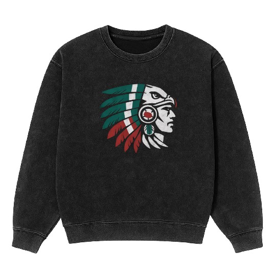 Aztec Warrior Indigenous Mexican Aztec Jaguar Mineral Wash Sweatshirts