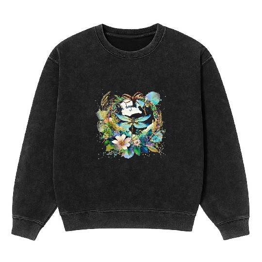 One day at a time dragonfly floral Mineral Wash Sweatshirts
