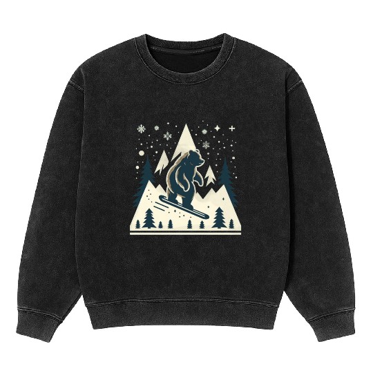 Skiing Grizzly Mineral Wash Sweatshirts