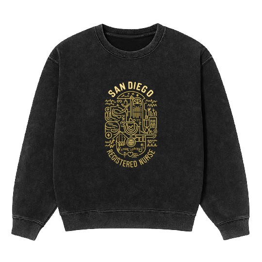 San Diego Registered Nurse Graphic Design Mineral Wash Sweatshirts