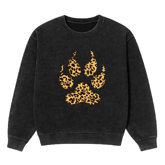 Leopard Paw Funny Jaguar Animal Lover Pawprint Pun Mineral Wash Sweatshirts