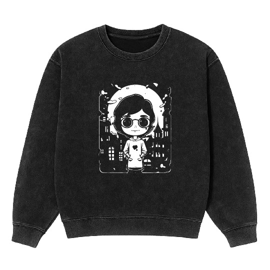 Cute Chibi Anime Science Girl Mineral Wash Sweatshirts