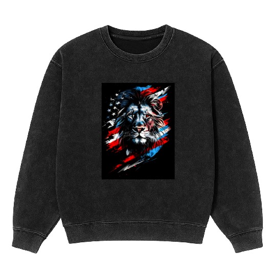 Lion American Flag Mineral Wash Sweatshirts