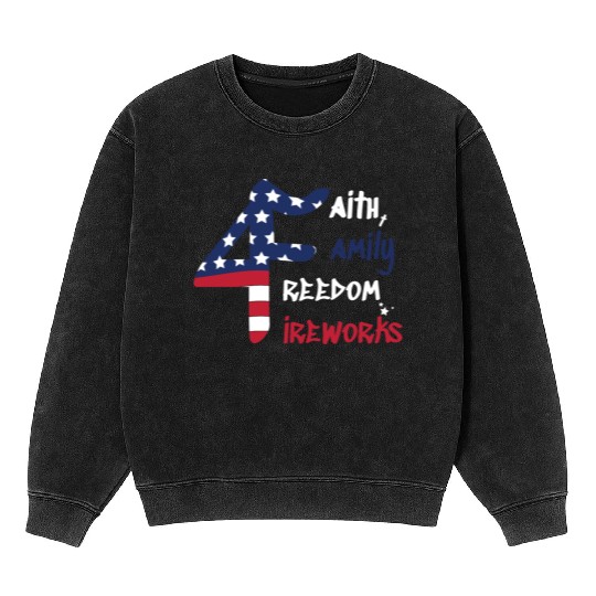 4th of July American Flag Patriotic Mineral Wash Sweatshirts