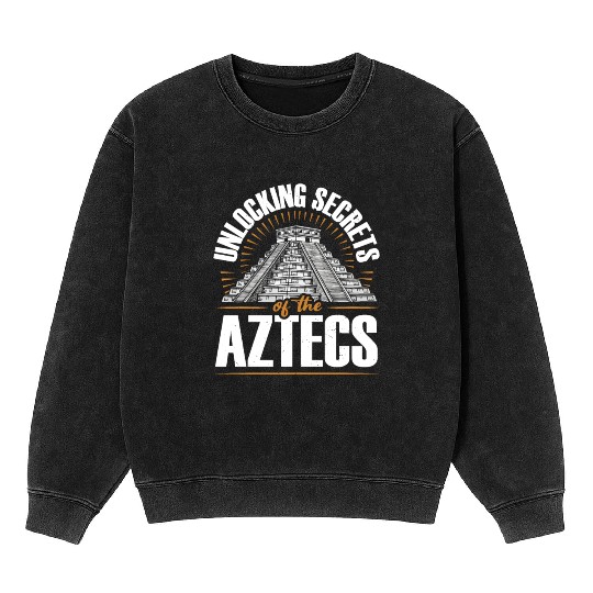 Aztec Pyramid Mayan Indigenous Mexican Aztec Mineral Wash Sweatshirts