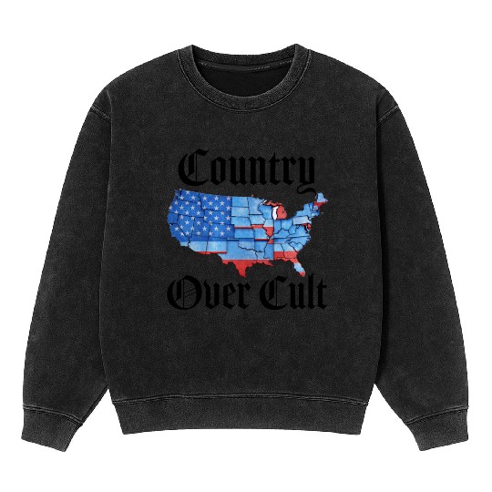 Country Over Cult Black Mineral Wash Sweatshirts