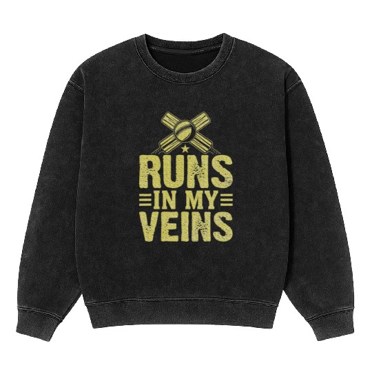 Cricket runs in my Veins Cricket Mineral Wash Sweatshirts